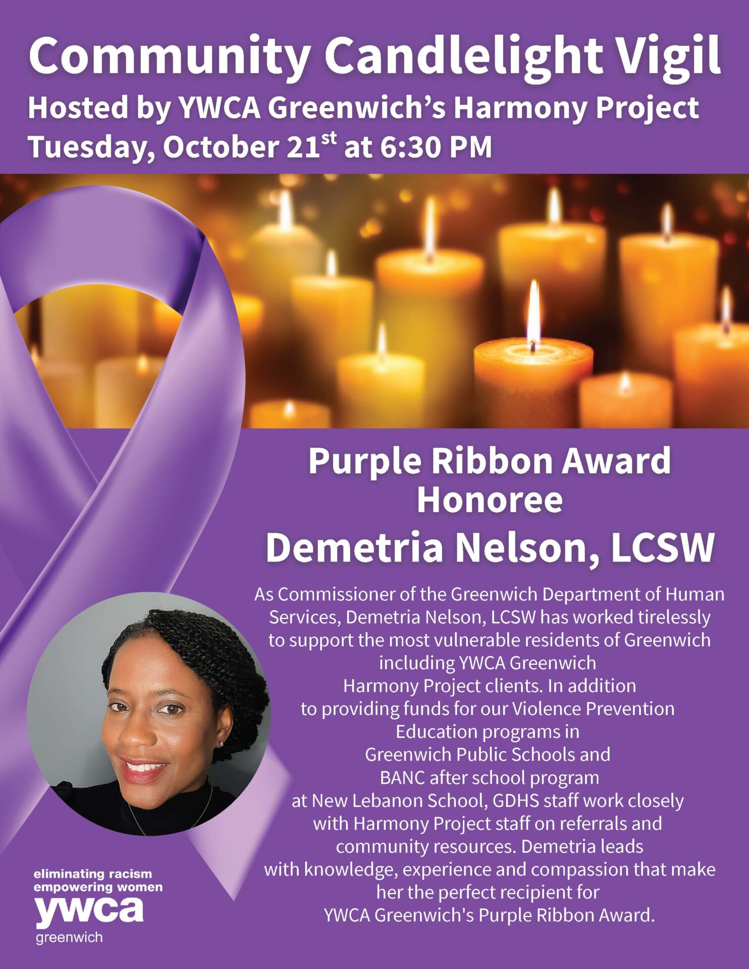 Demetria Community Candlelight Vigil Flyer